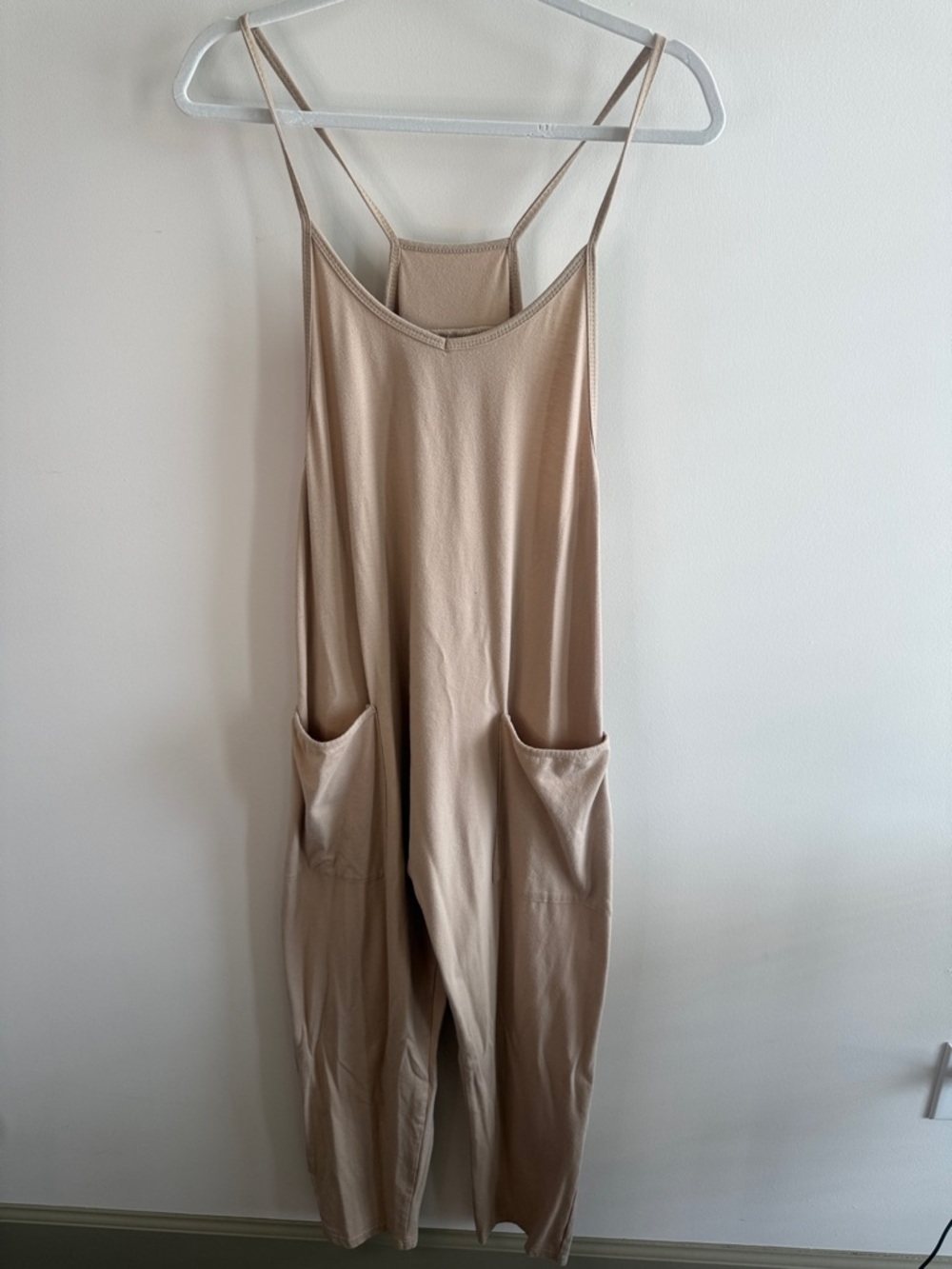 Beige Strappy Pocket Jumpsuit